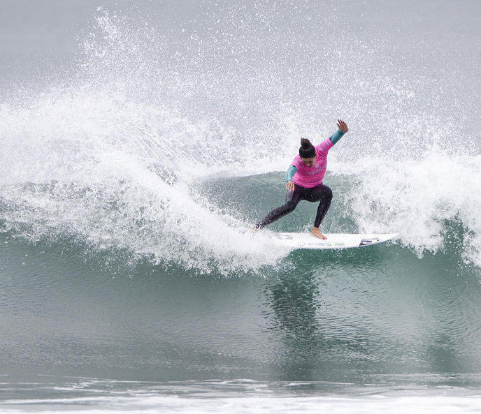 Malia Manuel shredding her way into the Quarterfinals of the Swatch Womens Pro at Lower Trestles.