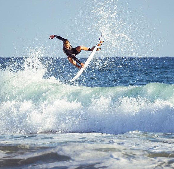 Jordy Collins gettin' slobby at home in Carlsbad, CA.