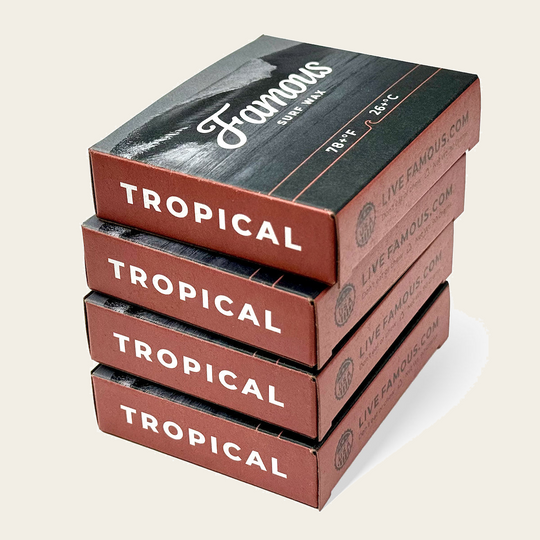 Stack of Famous Tropical surf wax bars