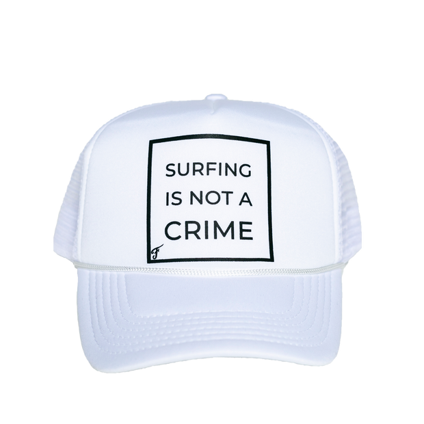 surfing is not a crime trucker cap