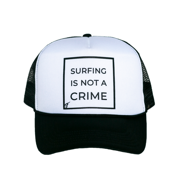 surfing is not a crime trucker hat